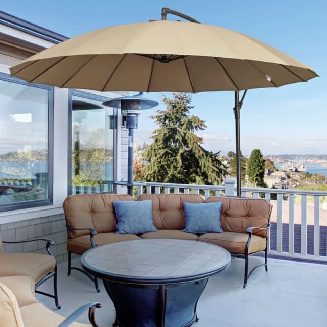 OUTSUNNY 3(m) Cantilever Shanghai Parasol w/ Crank Handle, Cross Base in Beige Beige Unisex