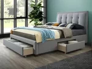 Birlea Shelby 5ft King Size Grey Upholstered Fabric 3 Drawer Bed Frame