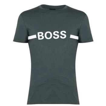 Boss Stripe Logo T Shirt - Green
