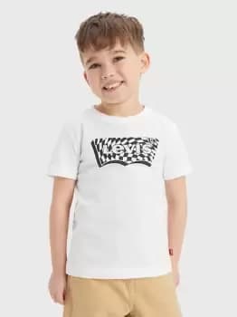 Kids Checkered Batwing Tee - White