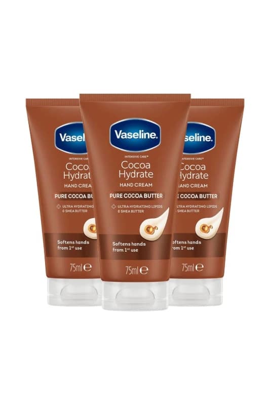 Vaseline 'Hand Cream' Intensive Care Pure Cocoa Butter 75ml 3 Pack White female