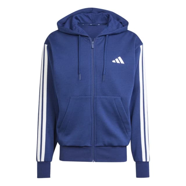 adidas Essentials Fleece 3-Stripes Full-Zip Hoodie Mens Navy/White male M
