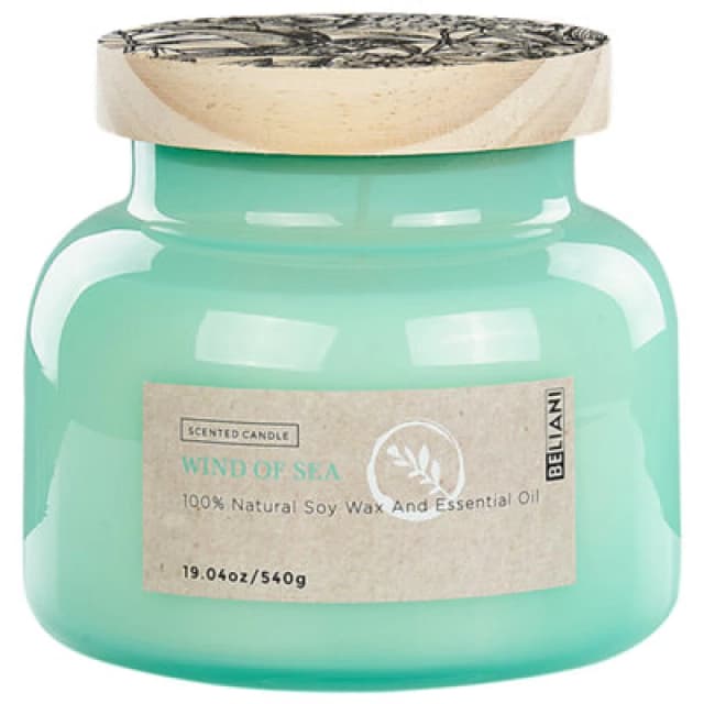 BELIANI Beliani - Scented Candle 100% Soy Wax Cotton Wick Glass Fresh Fragrance Wind of Sea Delight Bliss 409511