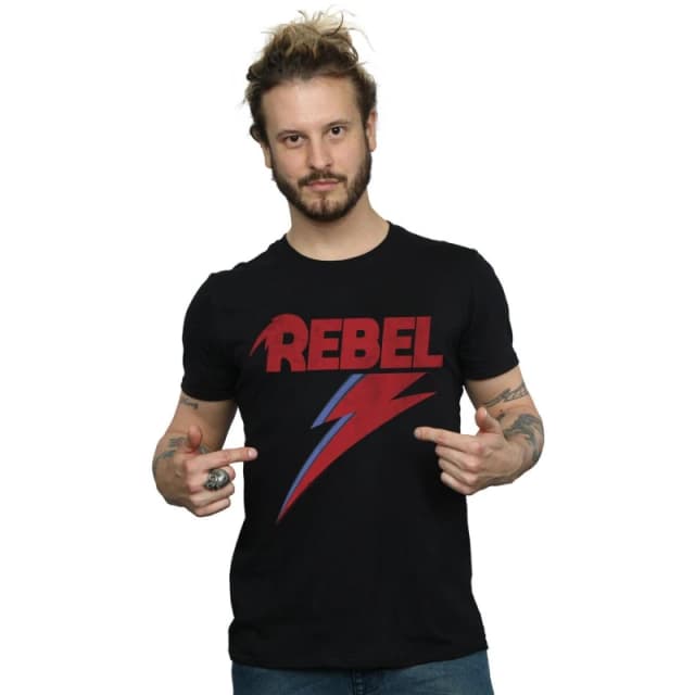 David Bowie David Bowie Men Distressed Rebel T-Shirt in Black Size: Small Black S Male 5059568246097