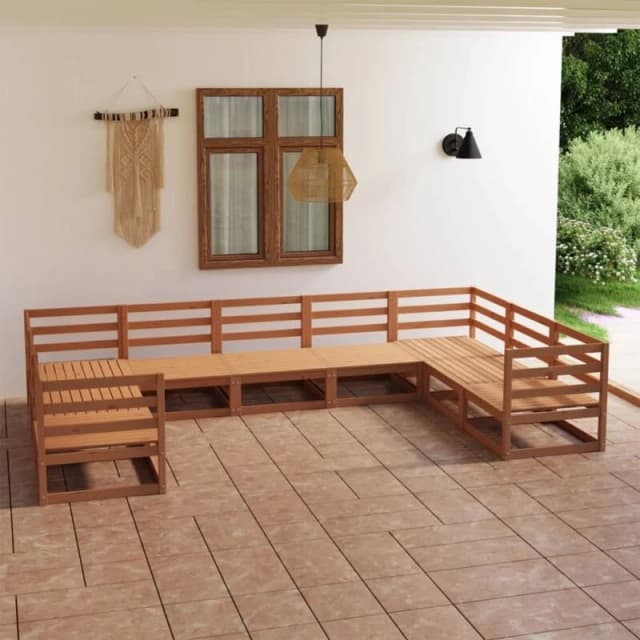 VIDAXL 9 Piece Garden Lounge Set Solid Wood Pine Vidaxl 8720286473658