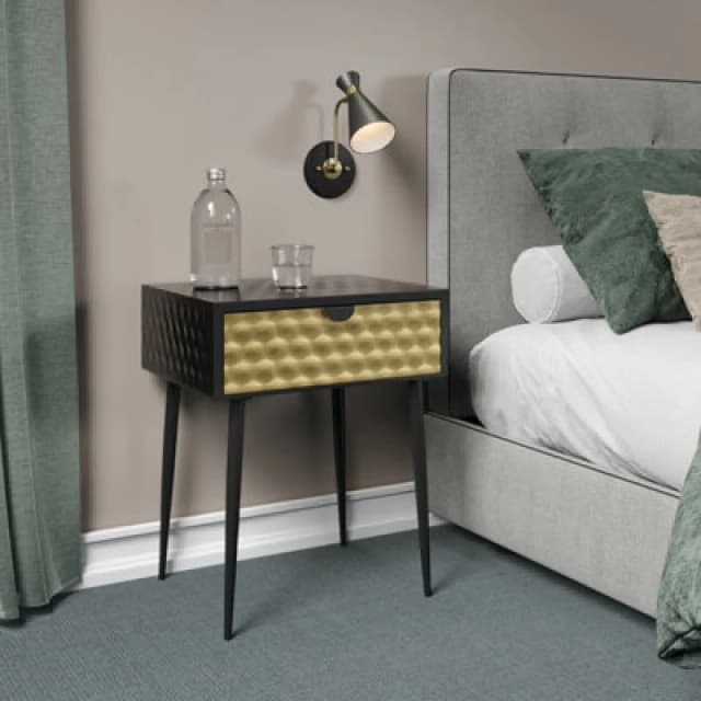 Core Jupiter 1 Drawer Gold Metal Bedside Table