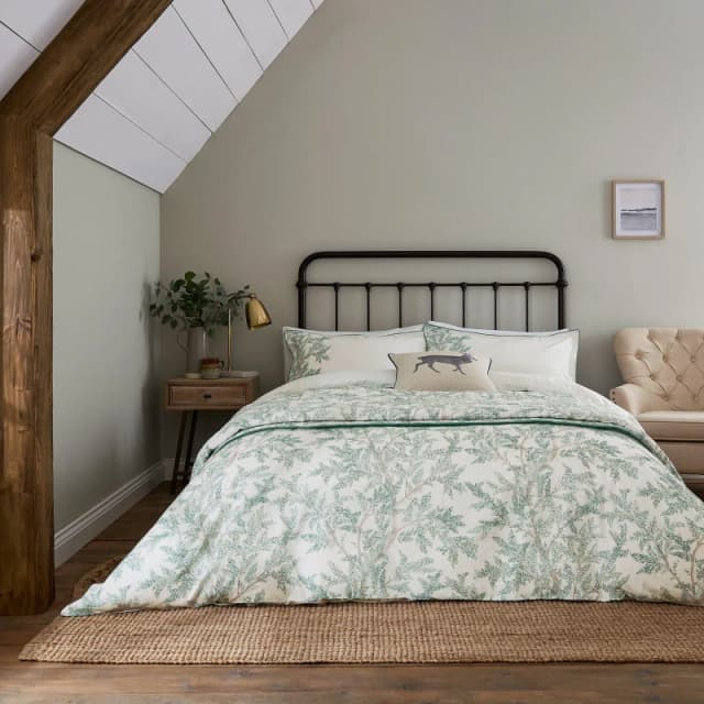Sanderson Farthing Wood Duvet Cover Set - Green Green Single