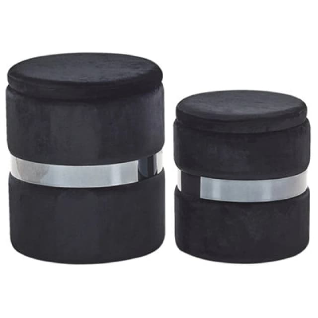 Beliani Set Of 2 Storage Pouffes Doris Velvet Black