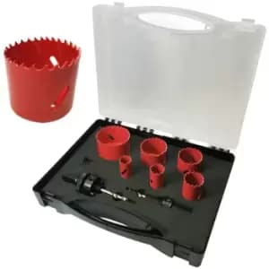 Spectre - 9 Piece Plumbers Holesaw Set 19 22 29 38 44 & 57mm - Inc 2 Arbor + Case