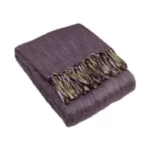 Riva Home Chiltern Fringed Throw Acrylic Plum