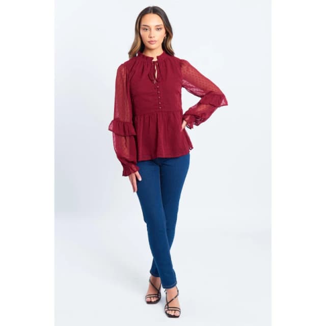 Be You Dobby Blouse Womens - Red Red 8