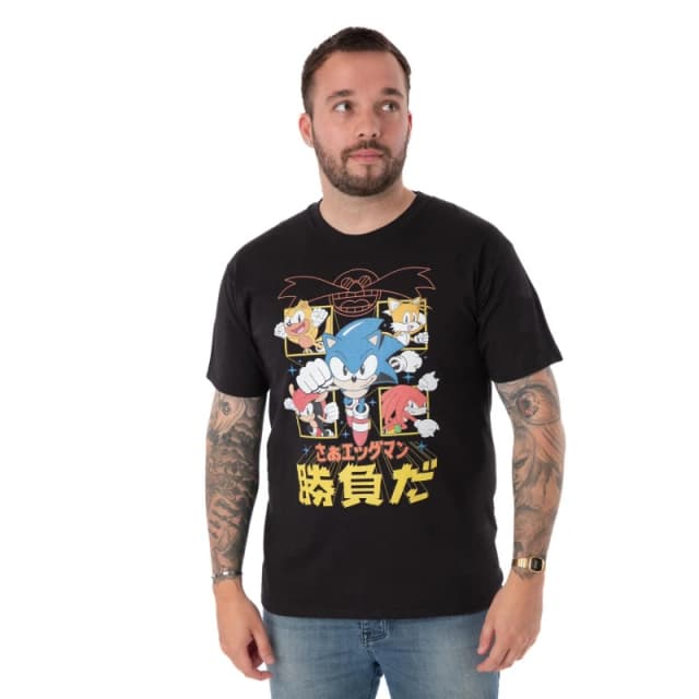 Sonic the Hedgehog Sonic the Hedgehog Men Short Sleeved T-Shirt in Black Size: Small Black S Male 5063203007004
