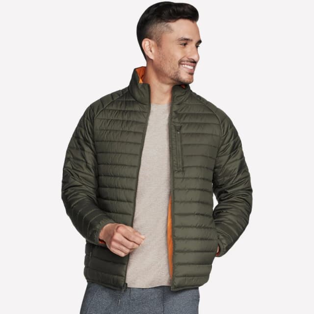 Skechers Mens Goshield Altitude Reversible Water-Resistant Softshell Jacket Brown/Olive male Small