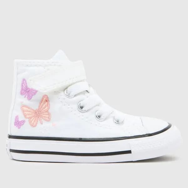 Converse white & purple all star hi 1v Girls Toddler trainers White & Purple UK 6 (EU 22)