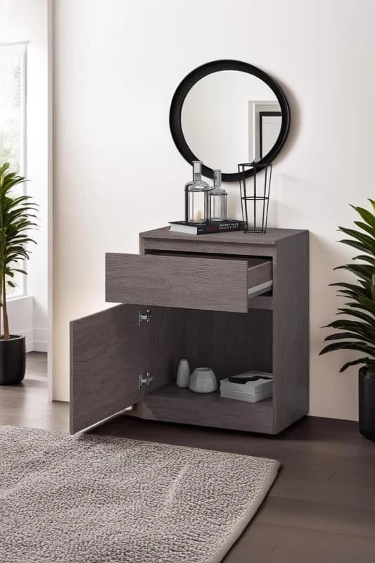 FWStyle FWStyle Rustic Oak 1 Drawer 1 Door Multi Storage Unit in Brown Brown One Size Unisex 5056413124227