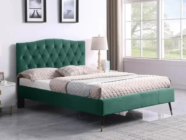 Seconique Freya 4ft6 Green Velvet Fabric Bed Frame