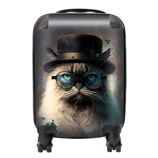 Warren Reed - Designer Birman Cat Face Glasses & Hat Splashart Suitcase Size: Large Multicolor Unisex Large