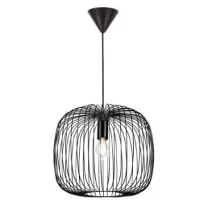 Beroni Wire Frame Pendant Ceiling Light Black E27