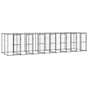 Vidaxl Outdoor Dog Kennel Steel With Roof 16.94 M