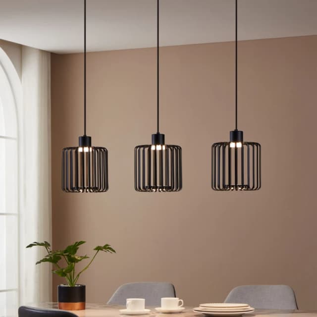 EGLO Ginestrone-Z Black Steel RGB 3 Light Pendant Light Black