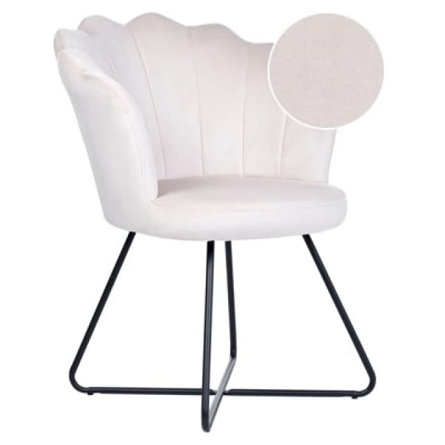 Beliani Velvet Armchair Off-White Lovelock