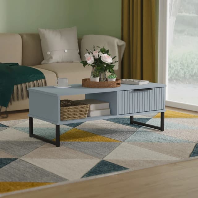 Ready Assembled 2 U Menai 1 Drawer Coffee Table (Ready Assembled) in Light Blue Size: Medium Light Blue Unisex Medium