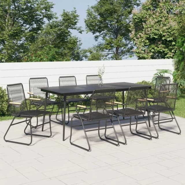 VIDAXL 9 Piece Garden Dining Set Black pvc Rattan Vidaxl 8720286241943