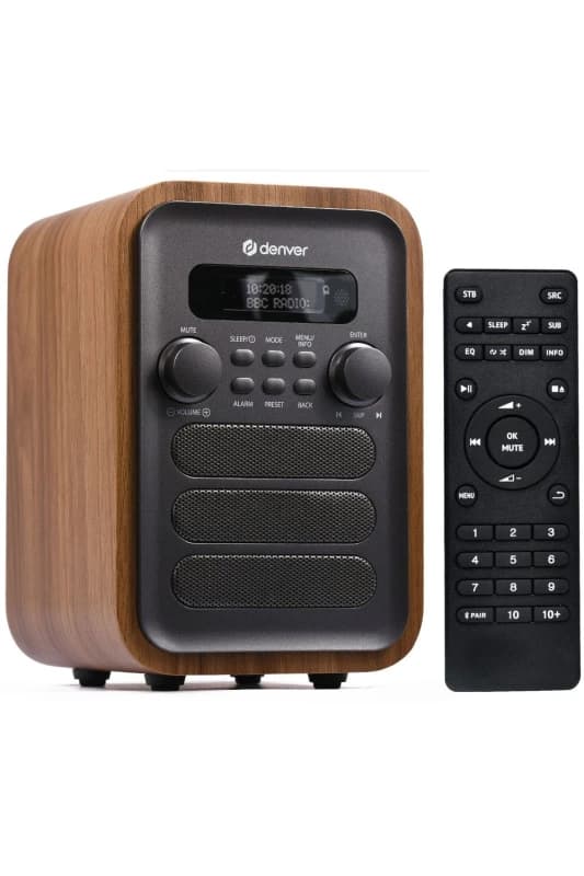 Denver 'DAB-48' Bluetooth DAB /DAB+ Radio With Large Remote Control in Grey Grey Unisex