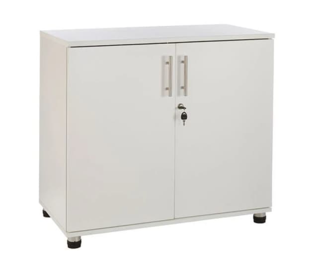 Moderna Storage Cabinet, 1 Shelf, Lockable 2 Door, Office Cupboard in White White Unisex