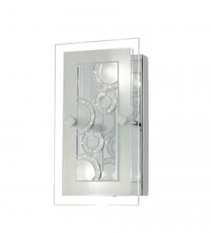 Wall Lamp, Ceiling Rectangle with Circle Pattern 2 Light Polished Chrome, Crystal