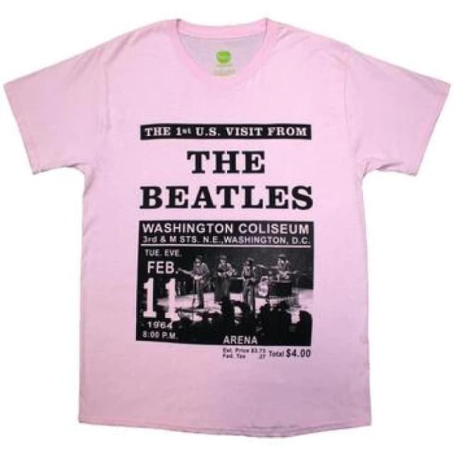 The Beatles The Beatles Men Washington '64 Promo T-Shirt in Pink Size: large Pink L Male 5063750084831
