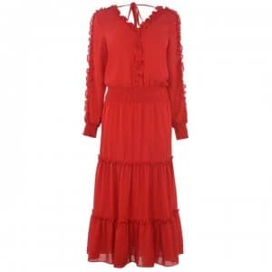 Biba Frill Tier Dress - Red