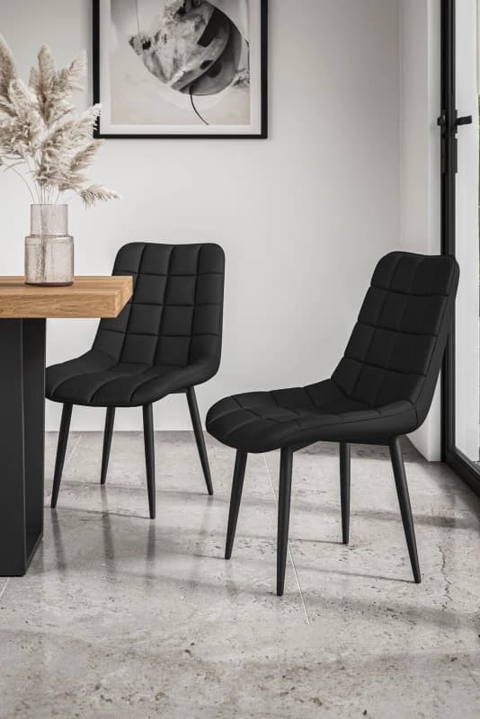 More4homes Nova Modern Faux Leather Dining Chair Padded Seat Metal Legs Kitchen 2 Pcs Black 5.05574E+12