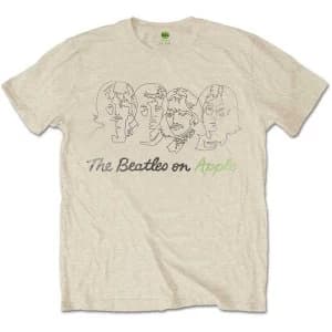 The Beatles - Outline Faces on Apple Mens Large T-Shirt - Sand