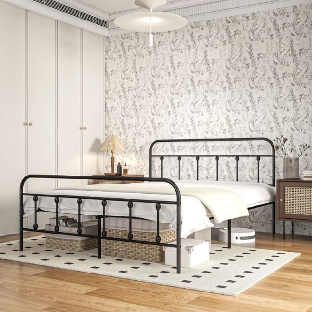 Homcom 3ft Metal Single Bed Frame W/ Storage - Black 831-791V00BK