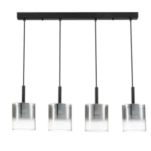 Contemporary LED Bar Pendant Ceiling 4 Light Black, Glass 3000K