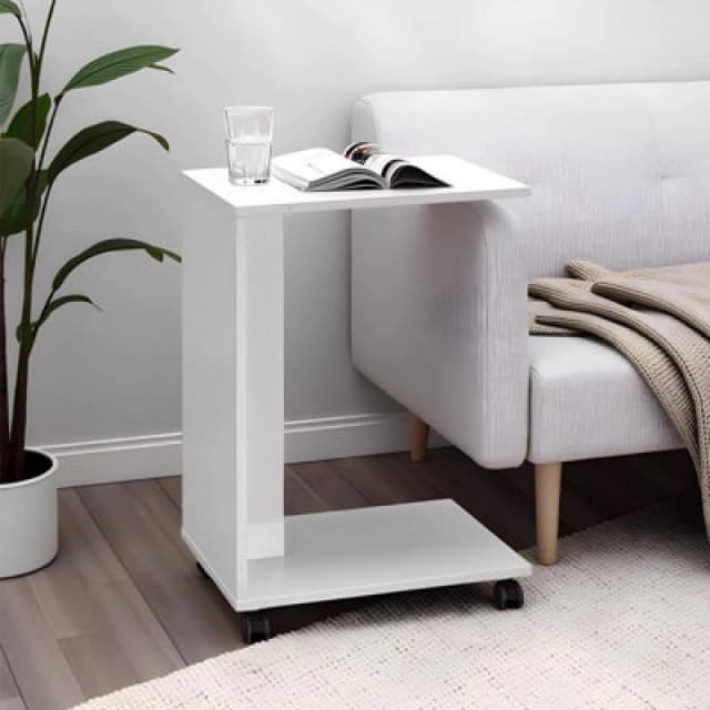 FWStyle FWStyle Matt White Mobile Sofa End Laptop Table White One Size Unisex 5056413130990