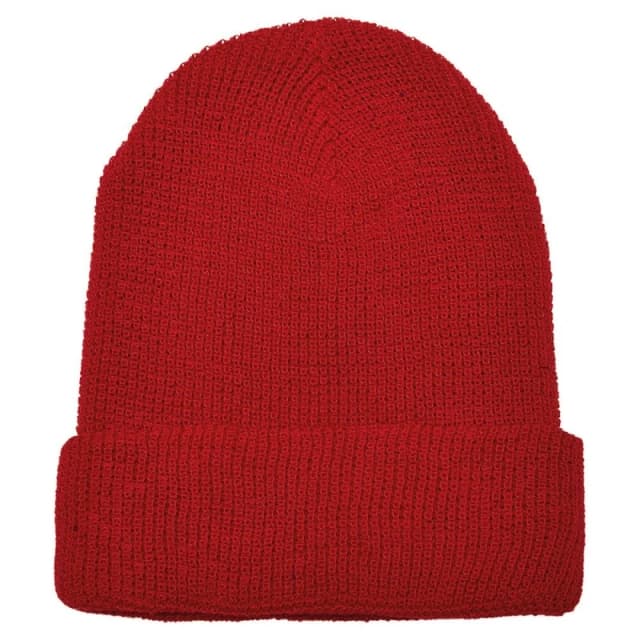 Flexfit Flexfit Men Knitted Waffle Beanie in Red Red One Size Male 5063300291139