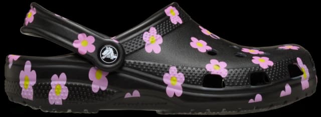 Crocs Unisex Classic Flower Clogs Black W4/M3