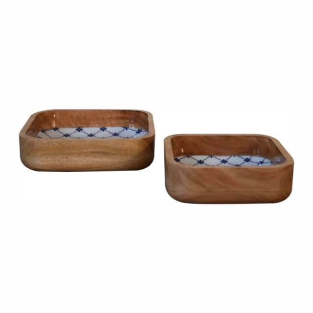 Artisan Furniture Artisan Furniture Serveware - Blue and White Square Bowl Set of 2