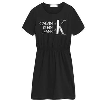 Calvin Klein Jeans HYBRID LOGO T-SHIRT DRESS Girls Childrens dress in Black - Sizes 8 years,10 years,12 years,14 years,16 years