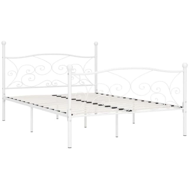 VIDAXL Bed Frame without Mattress with Slatted Base White Metal 140x200cm Vidaxl 8719883830728