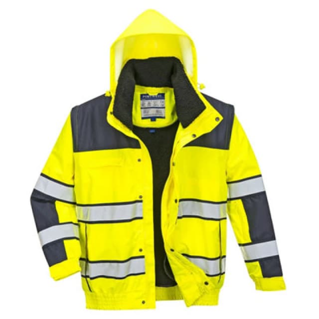 Oxford Weave 300D Hi Vis Classic Bomber Jacket C466YNRL Colour: Yellow / Navy
