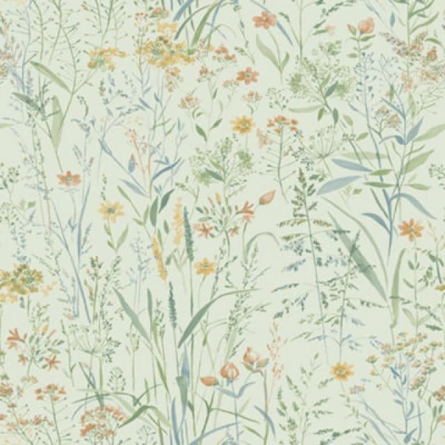 Grandeco Free Flower Sprigs And Grass Wallpaper, Sage, Green A74503