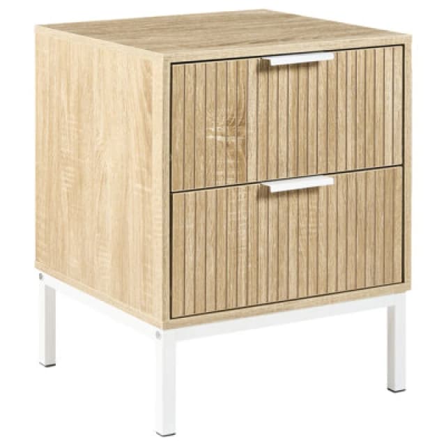 Beliani 2 Drawer Bedside Table Royalla Light Brown