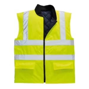 Oxford Weave 300D Class 2 Reversible Hi Vis Bodywarmer Yellow 5XL