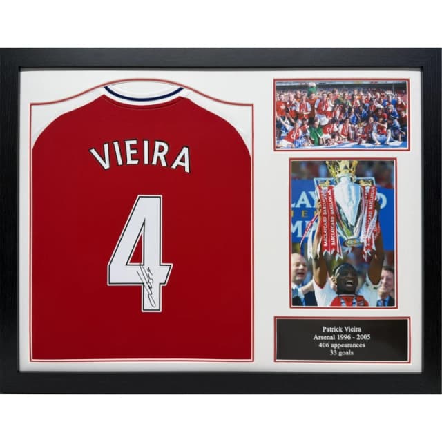 AllStarSignings Ltd Patrick Vieira signed & framed Arsenal shirt Red unisex One Size