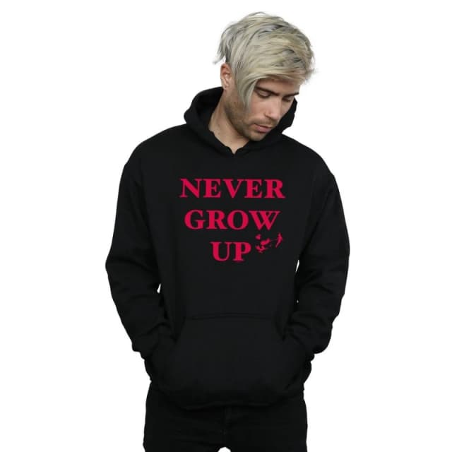 Disney Men Peter Pan Never Grow Up Hoodie in Black Size: Small Black S Male 5057981508587
