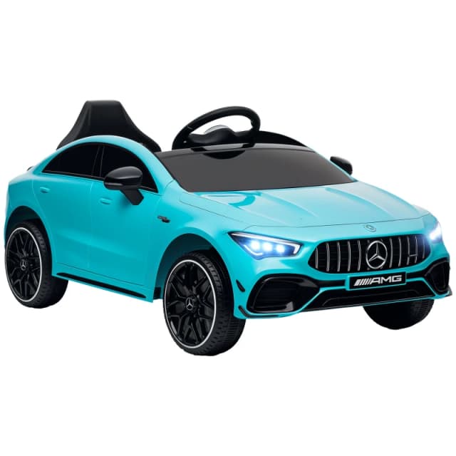 AIYAPLAY Mercedes-AMG CLA 45 Licensed 12V Ride on Car w/ Music - Yellow - Blue TJ Hughes 5061025033041