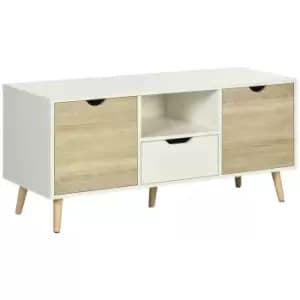 HOMCOM TV Cabinet Entertainment Centre With Storage Cabinet And Drawer - Natural